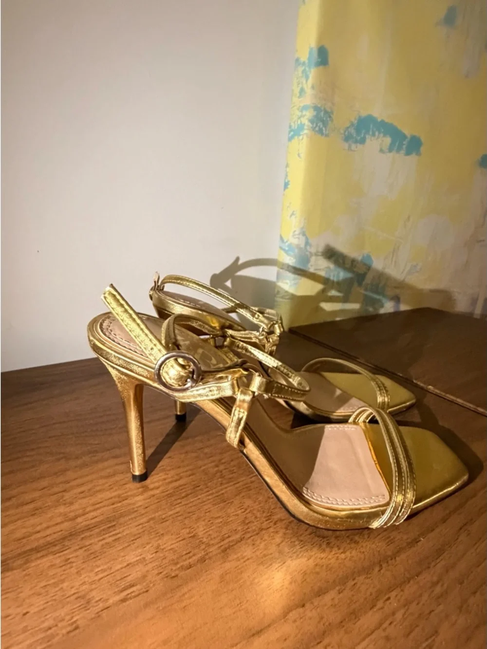 Zara Metallic Gold Strappy Stiletto Sandals - Picture 4 of 6